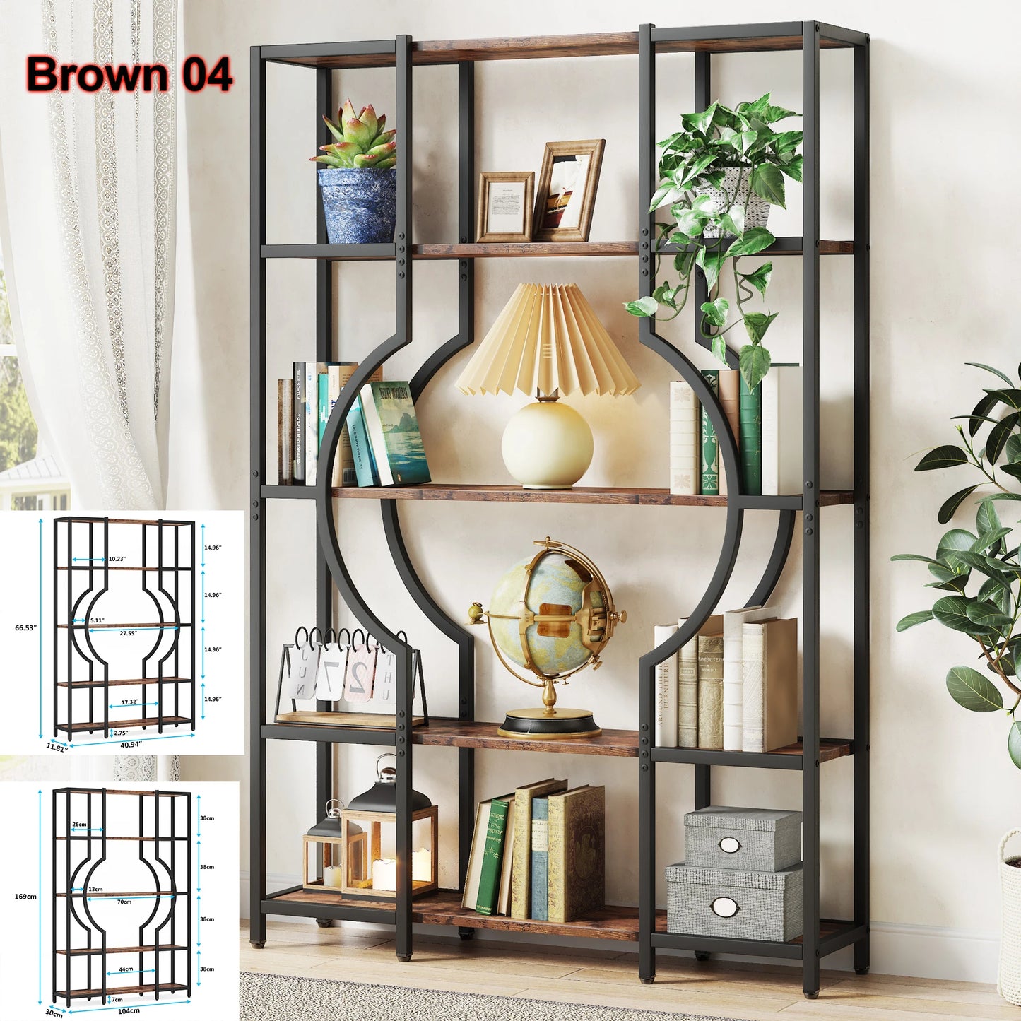 Tribesigns 5 Tier Industrial Etagere Bookcase Storage