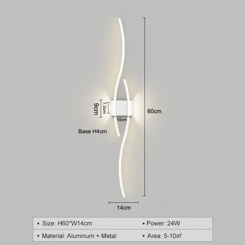 Nordic LED Wall Light Sconce For Bedroom Indoor Aluminum