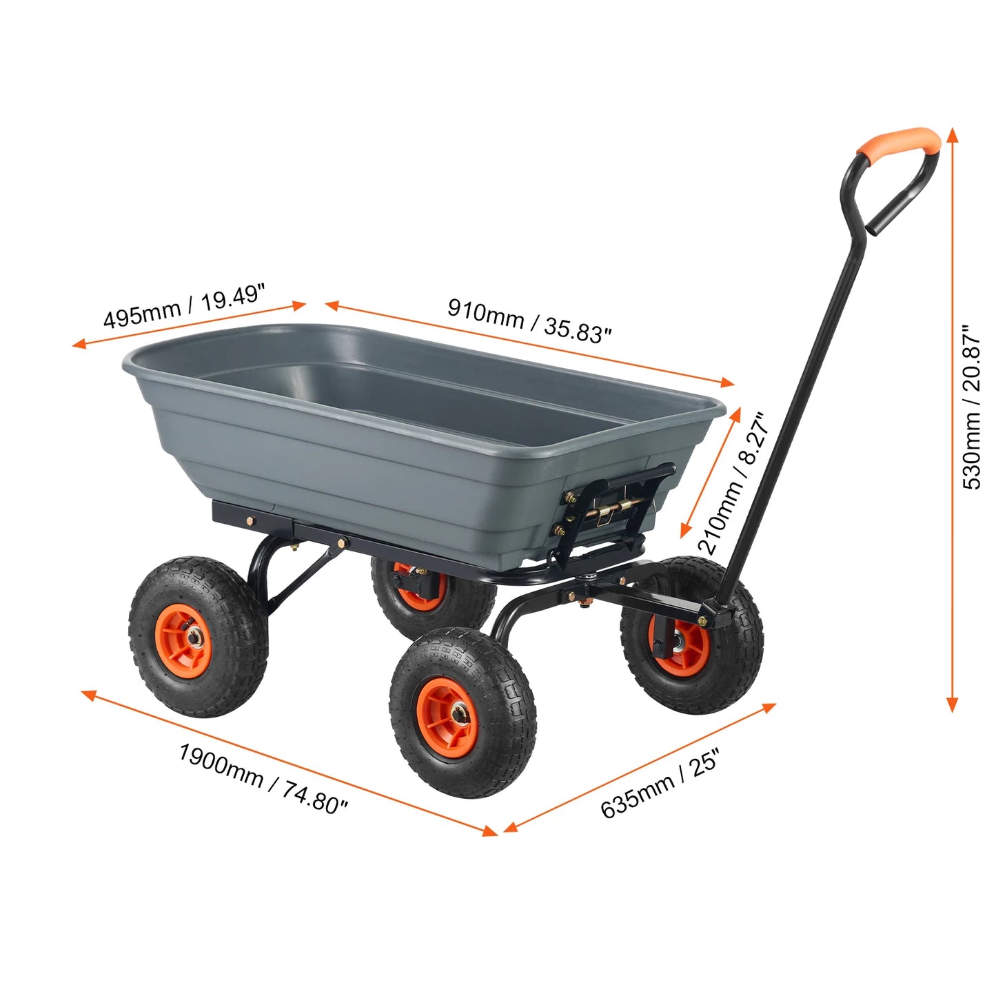 SucceBuy Poly Garden Dump Cart With Steel Frame And Handle
