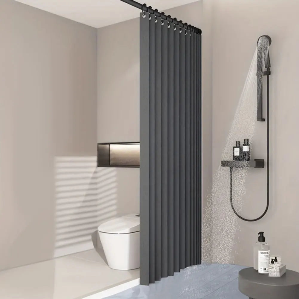 APWIKOGER Foldable Magnetic Waterproof Shower Curtain With 14 Hooks