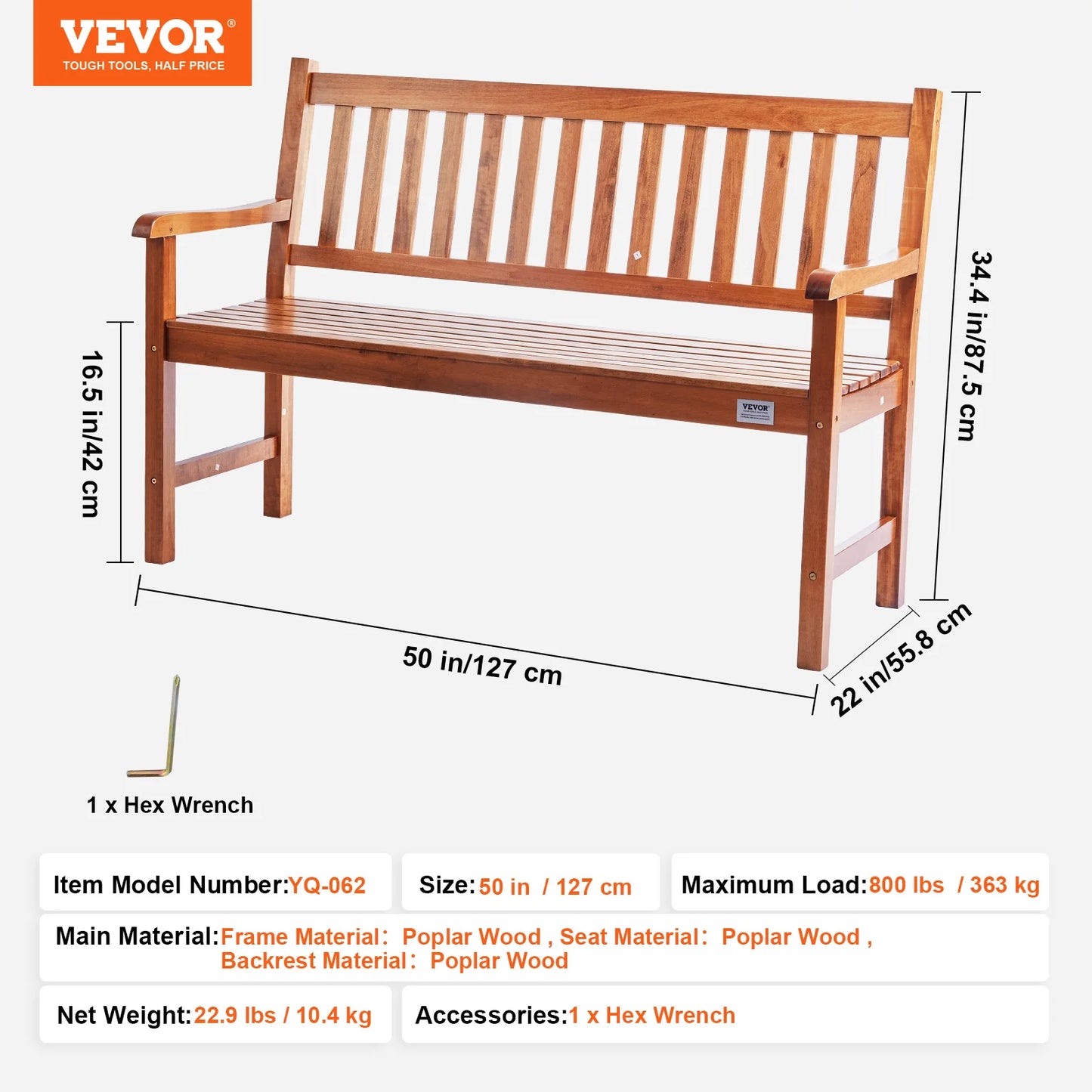 SucceBuy Outdoor Wood and Metal Garden Bench