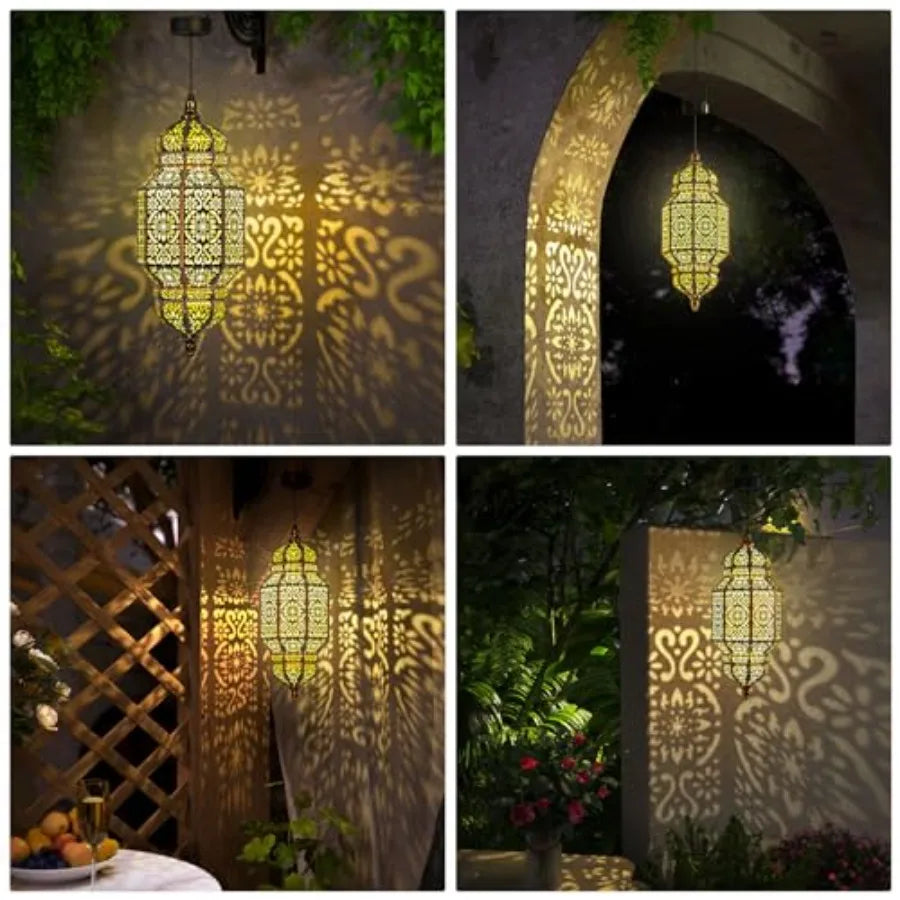 Moroccan Hanging Solar Lantern For Outdoor Garden Decor