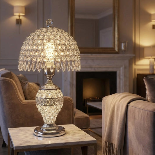 Crystal Table Lamp With Hanging Drops E27 For Modern Living Rooms
