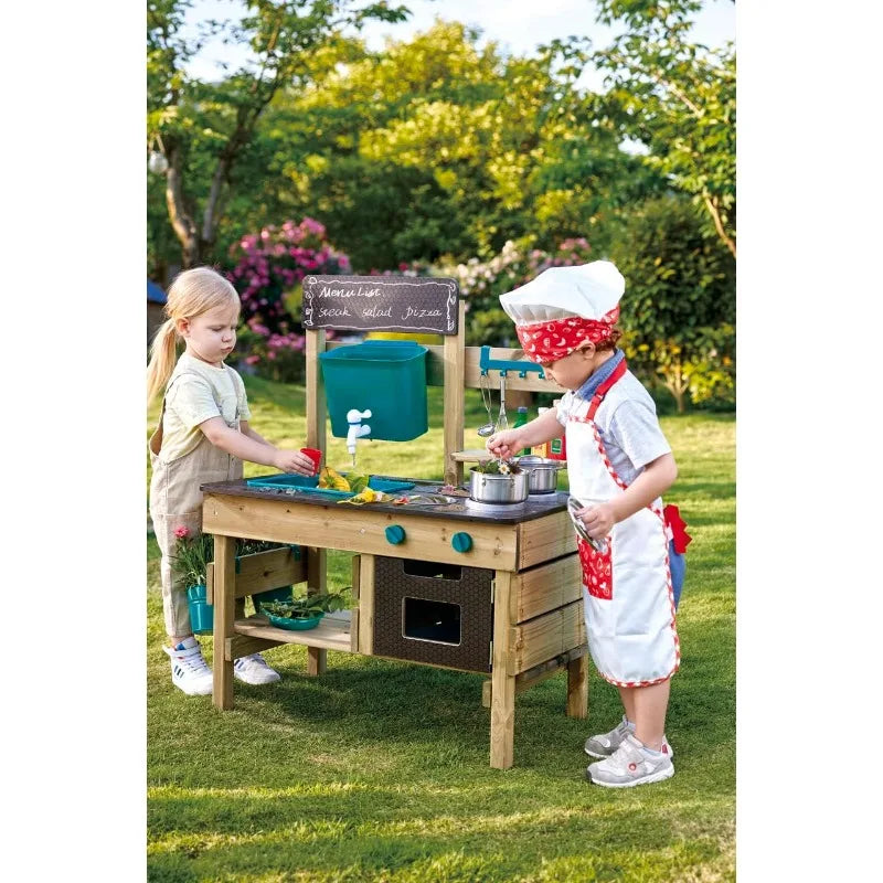 Outdoor Mud Kitchen Wooden Toy Playset With Accessories