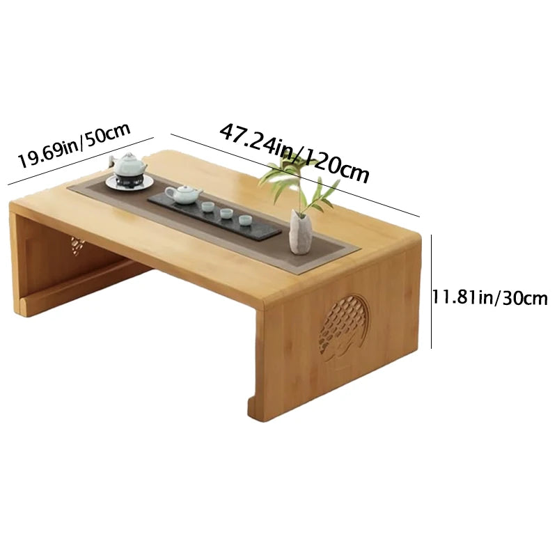 Foldable Low Floor Table Wooden Japanese Style Tea Table