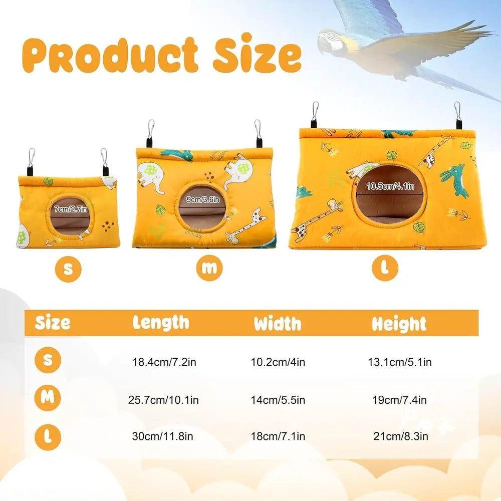 NONE Parrot Nest House Warm Plush Hanging Bed Shelter