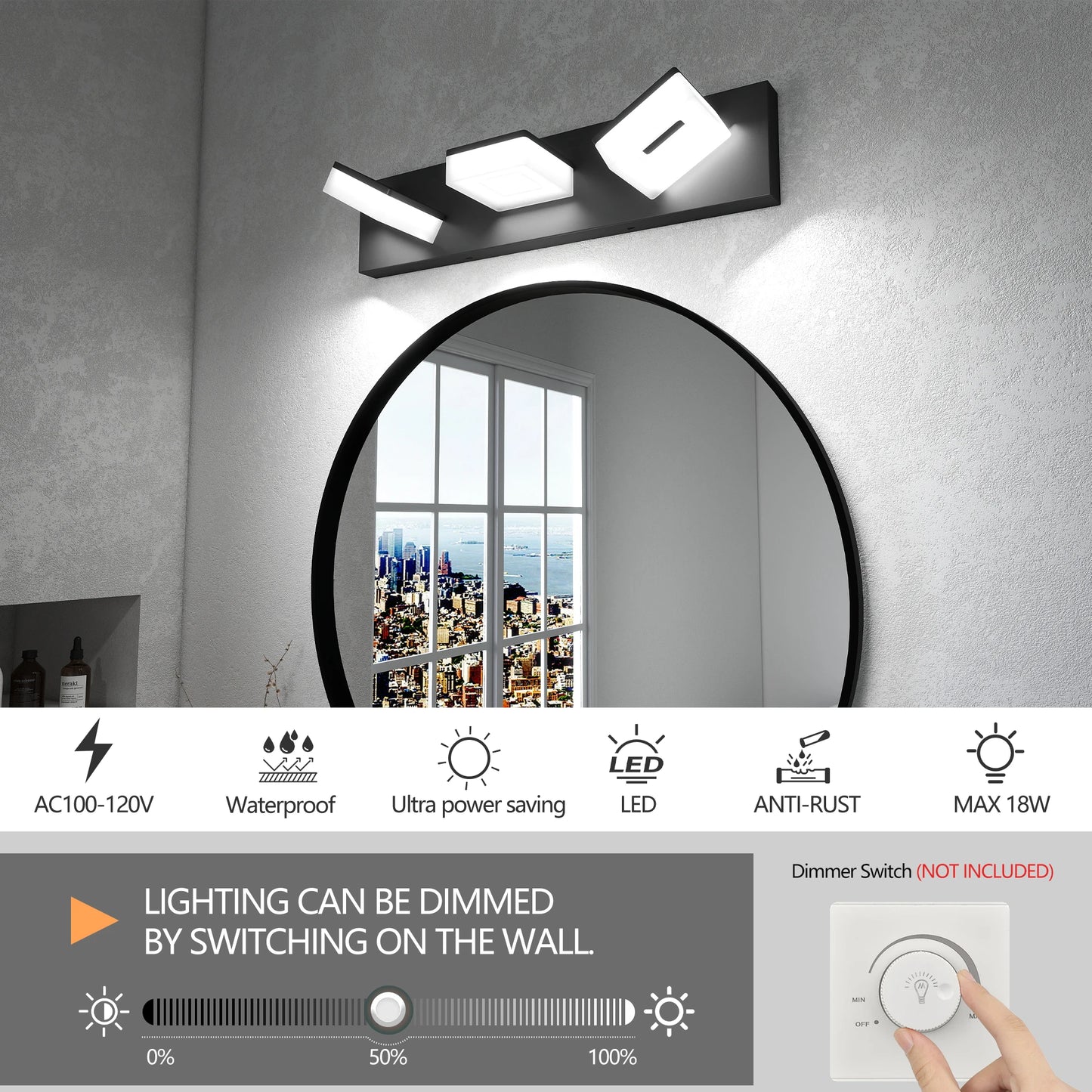 Modern LED Bathroom Vanity Light Wall Fixture With White LED