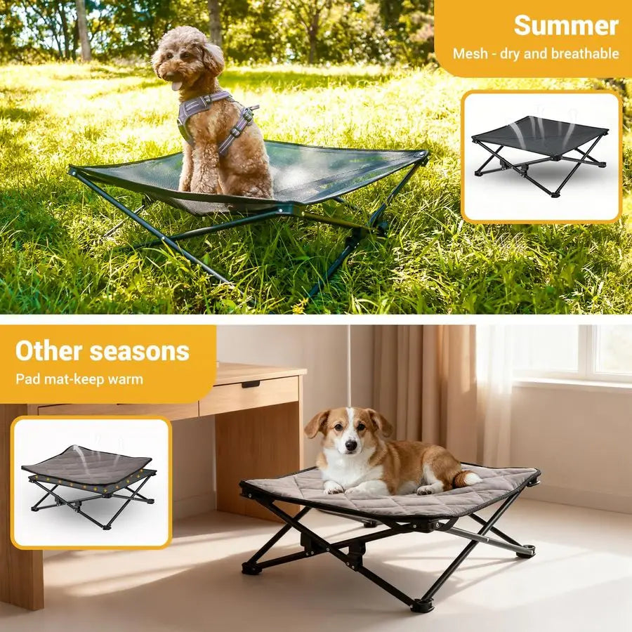 Elevated Outdoor Dog Bed With Washable Mesh Non Slip Feet