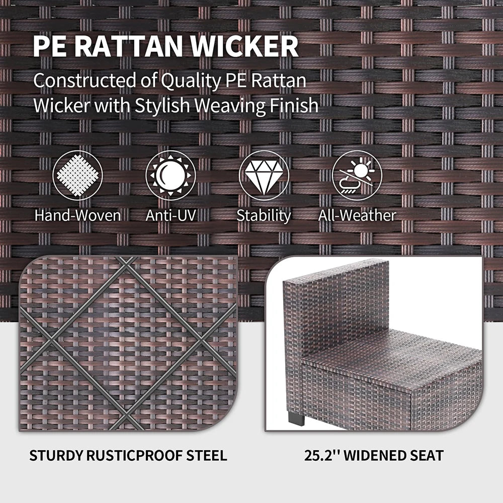 HiMISS 7-Piece PE Rattan Patio Set With Cushions Coffee Table