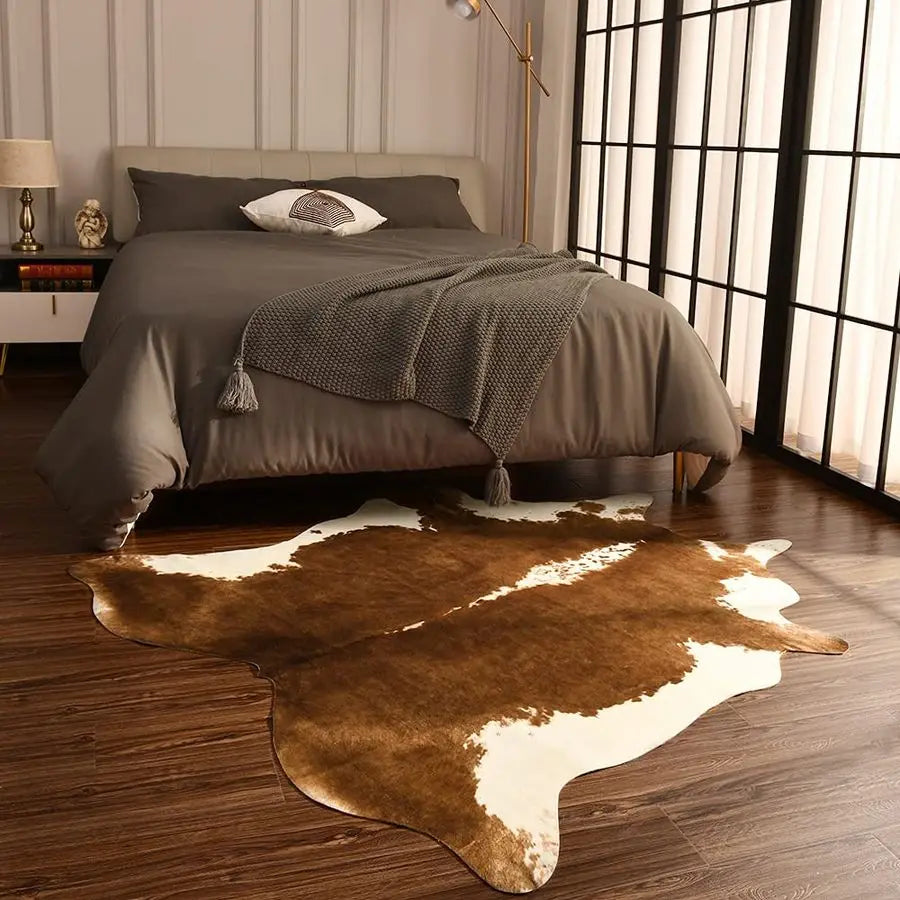 Premium Faux Cowhide Rug Rustic Western Cow Print Living Room