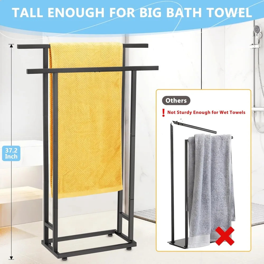 NBVCX Two Tier Free Standing Towel Rack For Bathroom