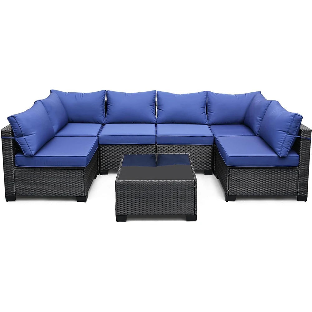 HiMISS 7-Piece PE Rattan Patio Set With Cushions Coffee Table