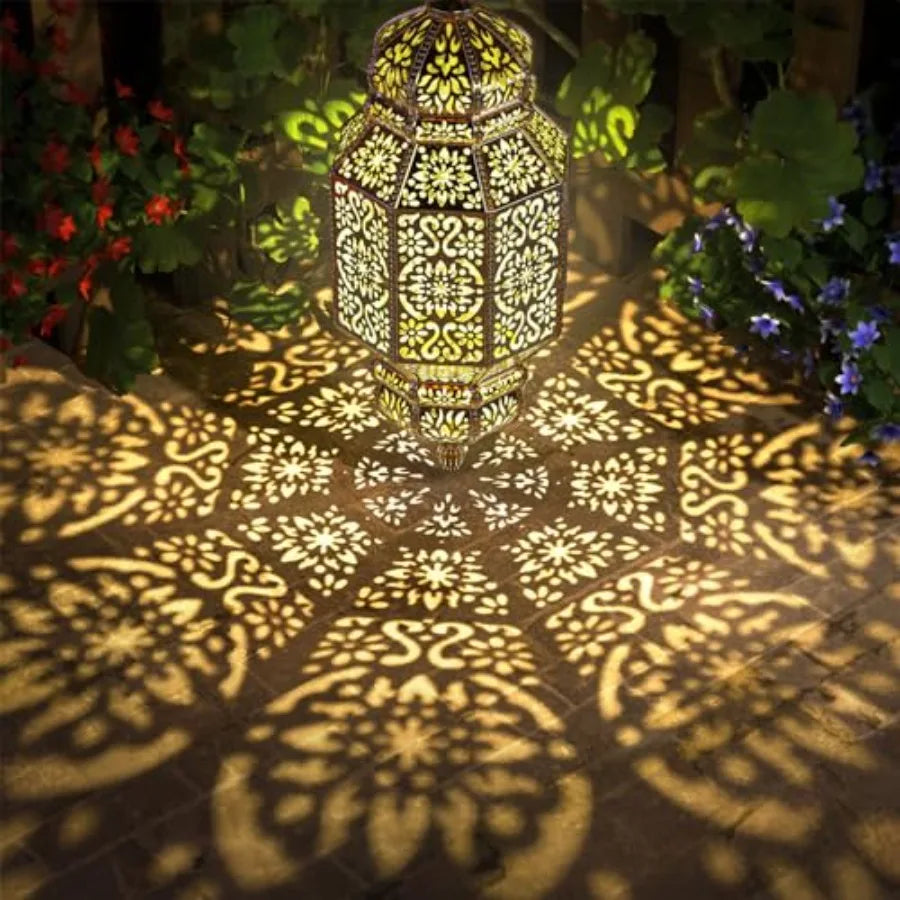 Moroccan Hanging Solar Lantern For Outdoor Garden Decor