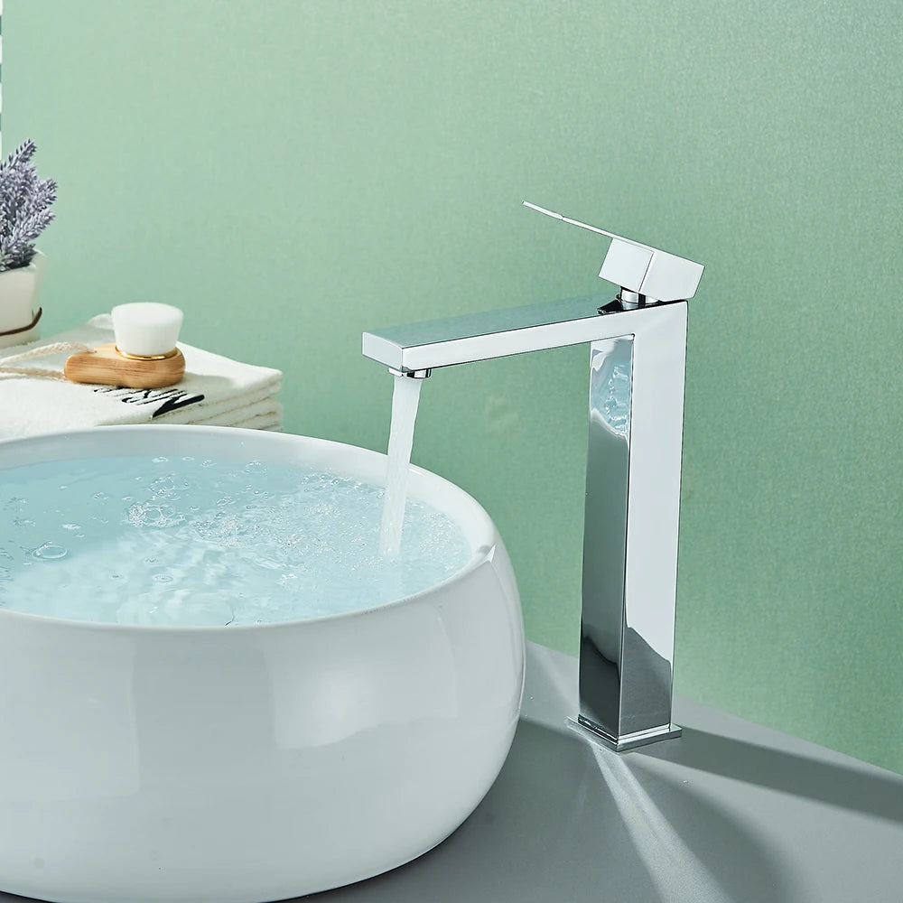 Onyzpily Deck Mounted Basin Faucet Stainless Steel Hot And Cold Water Mixer