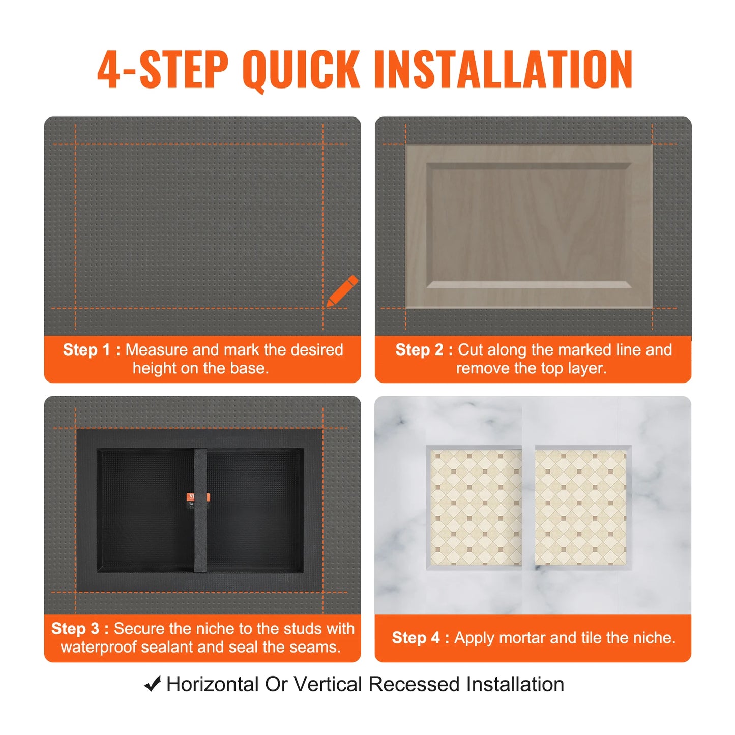 Shower Niche Organizer Shelf For Tile Recessed Corners Soap Storage