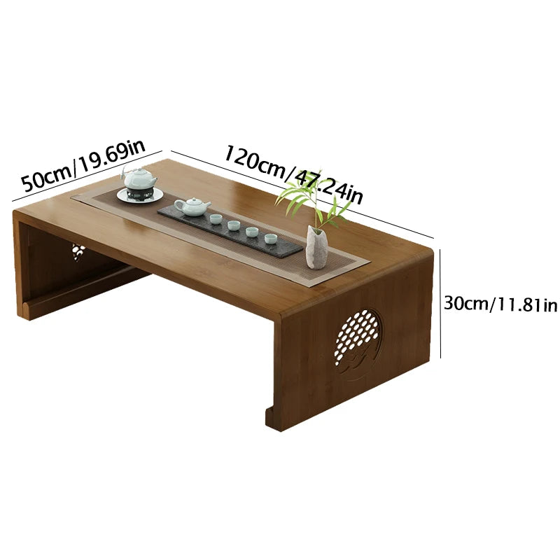 Foldable Low Floor Table Wooden Japanese Style Tea Table