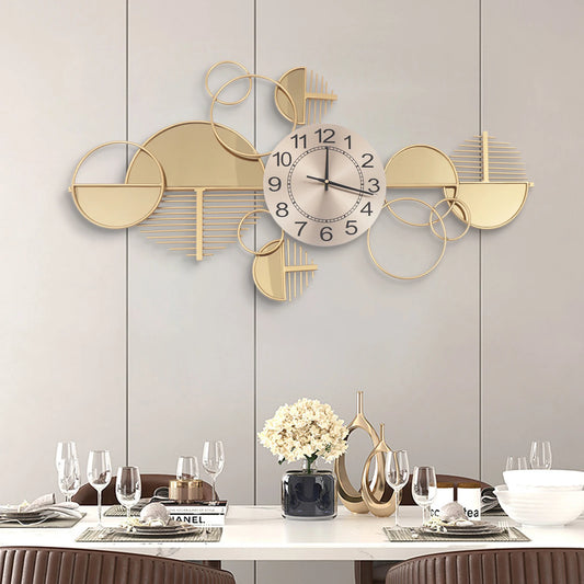 Creative Modern Metal Wall Clock Battery Operated Silent Minimalist