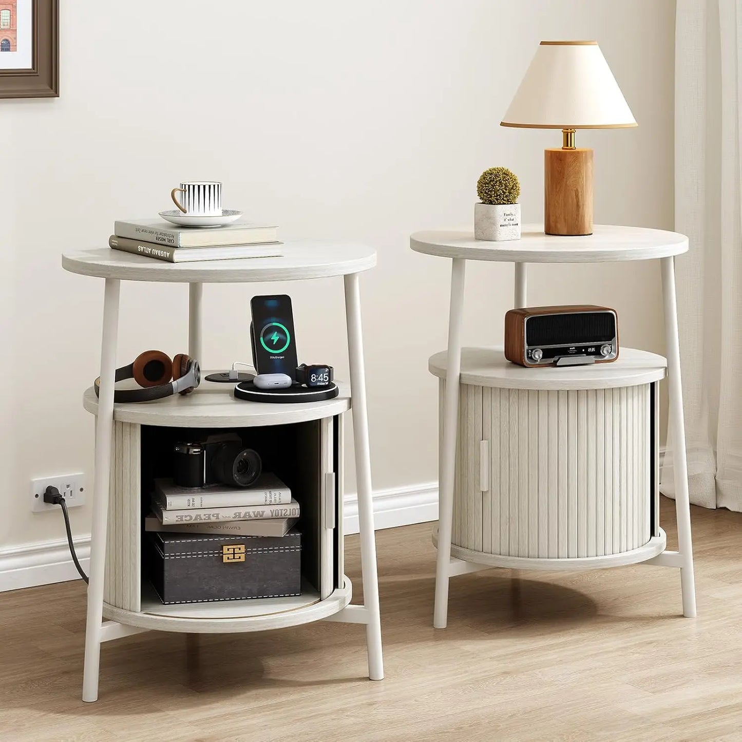 Onbrill Fluted Round End Tables Set Of 2