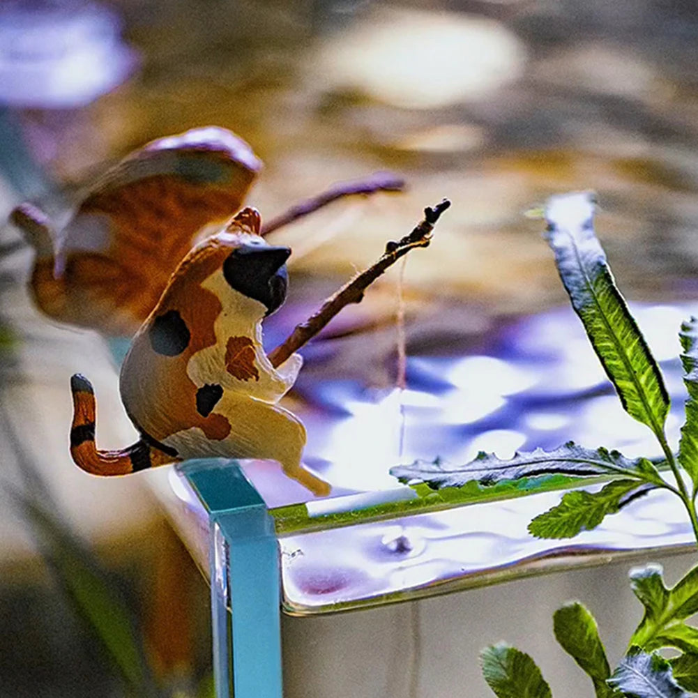Alloet Kitten Fishing Ornament For Fish Tank Landscape Decor