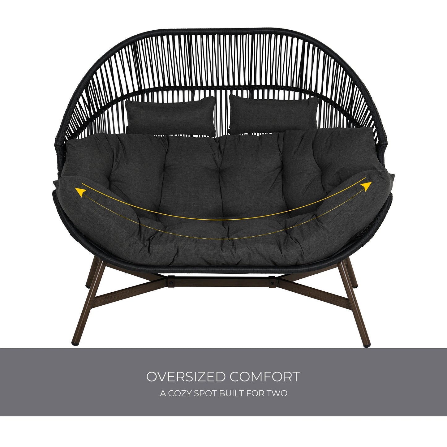 Grand Patio Outdoor Two-Person Wicker Egg Chair With Cushion