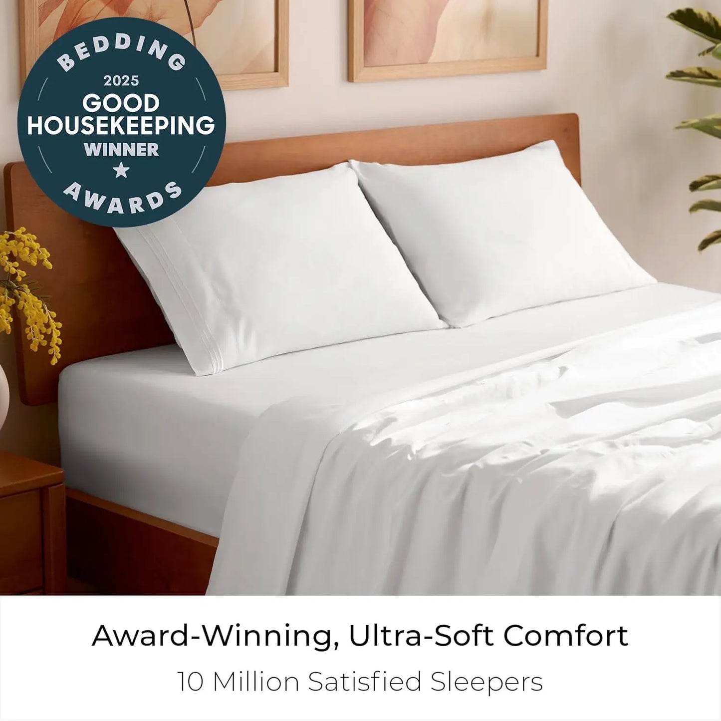 Polyester Cotton 4 Piece Sheet Set Luxury Bedding Wrinkle Resistant