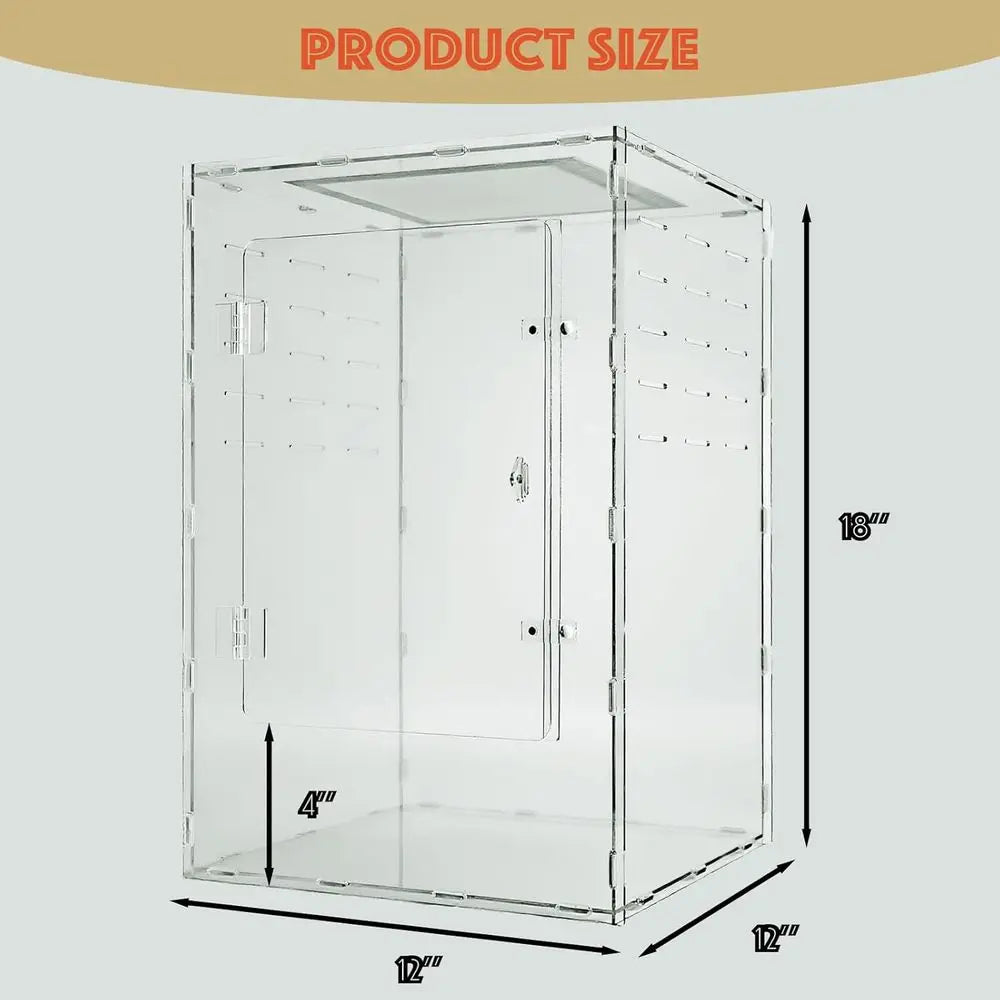 Acrylic Reptile Tank Terrarium for Geckos Lizards Spiders Snakes