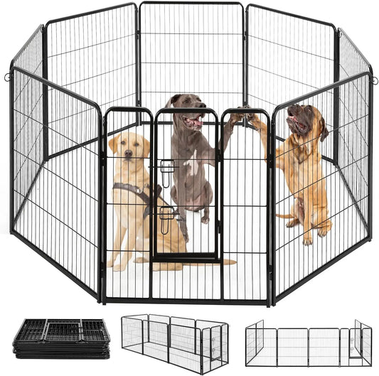 Heavy Duty Dog Playpen With Rust Resistant Removable Metal Panels