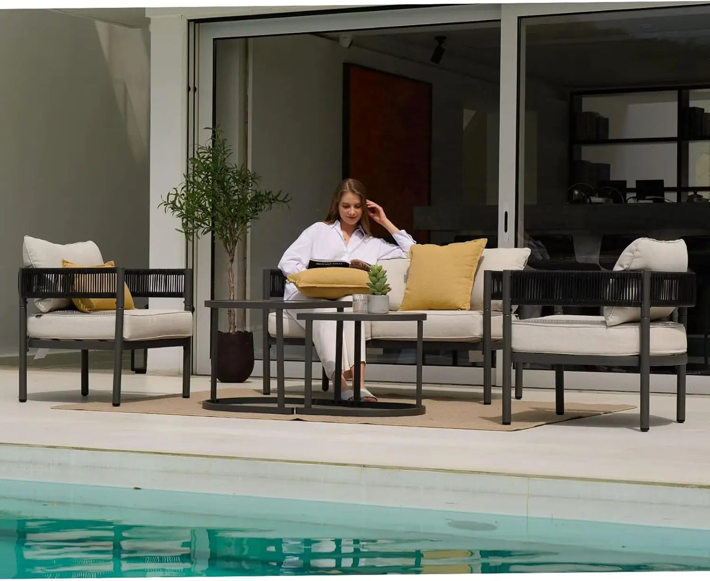 Grand Patio Outdoor Furniture Set Wicker Sofa Coffee Table