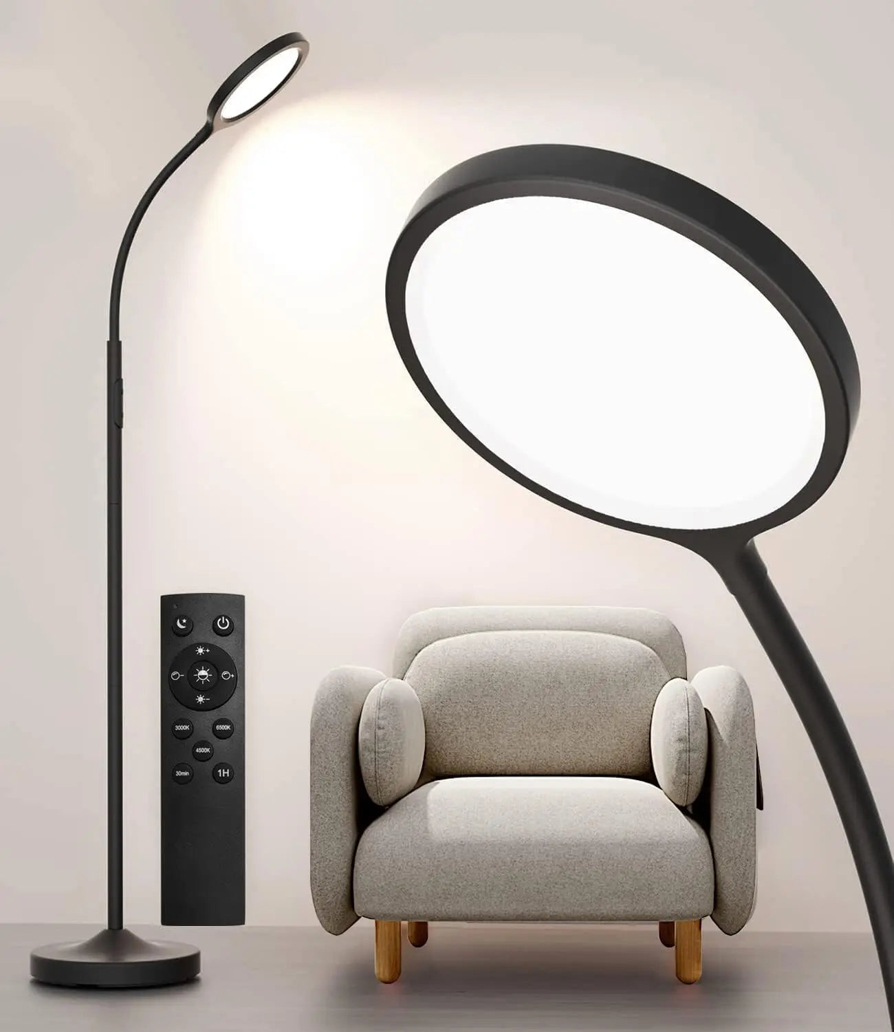 Led Floor Lamp With Remote Dimmable Gooseneck For Living Room