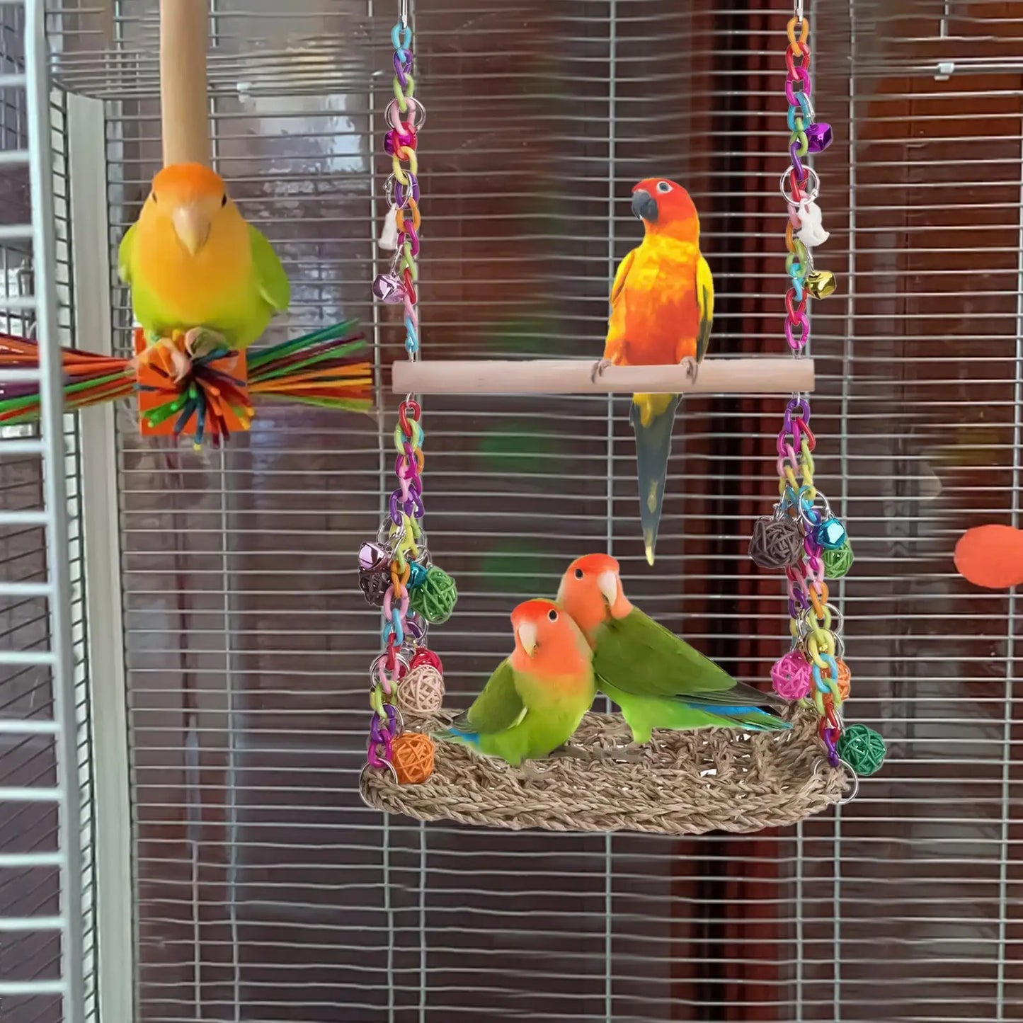 Seagrass Bird Swing For Parakeets Parrots Small Birds Cage Accessory