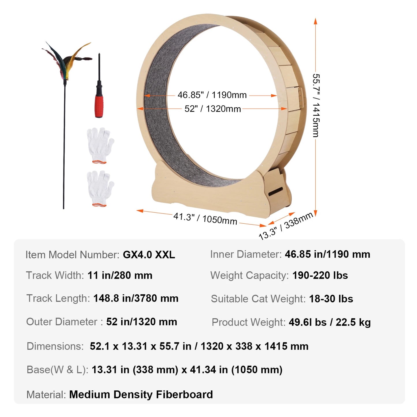 SucceBuy Wooden Cat Exercise Wheel For Indoor Running And Play