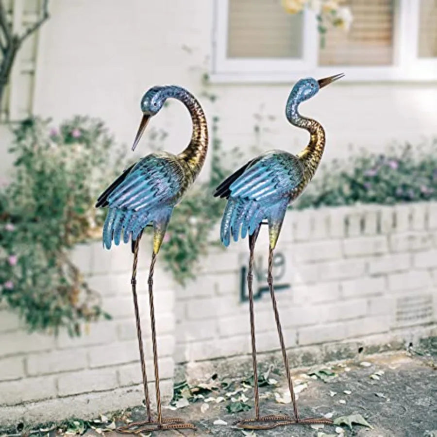 SHXI Outdoor Garden Crane Statues Heron Yard Art Metal Sculpture