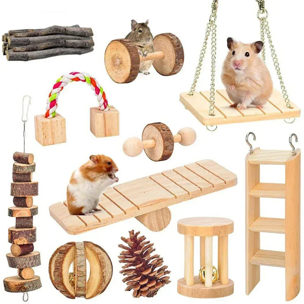 Natural Pine Wood Chew Toys For Small Pets Teeth Grinding