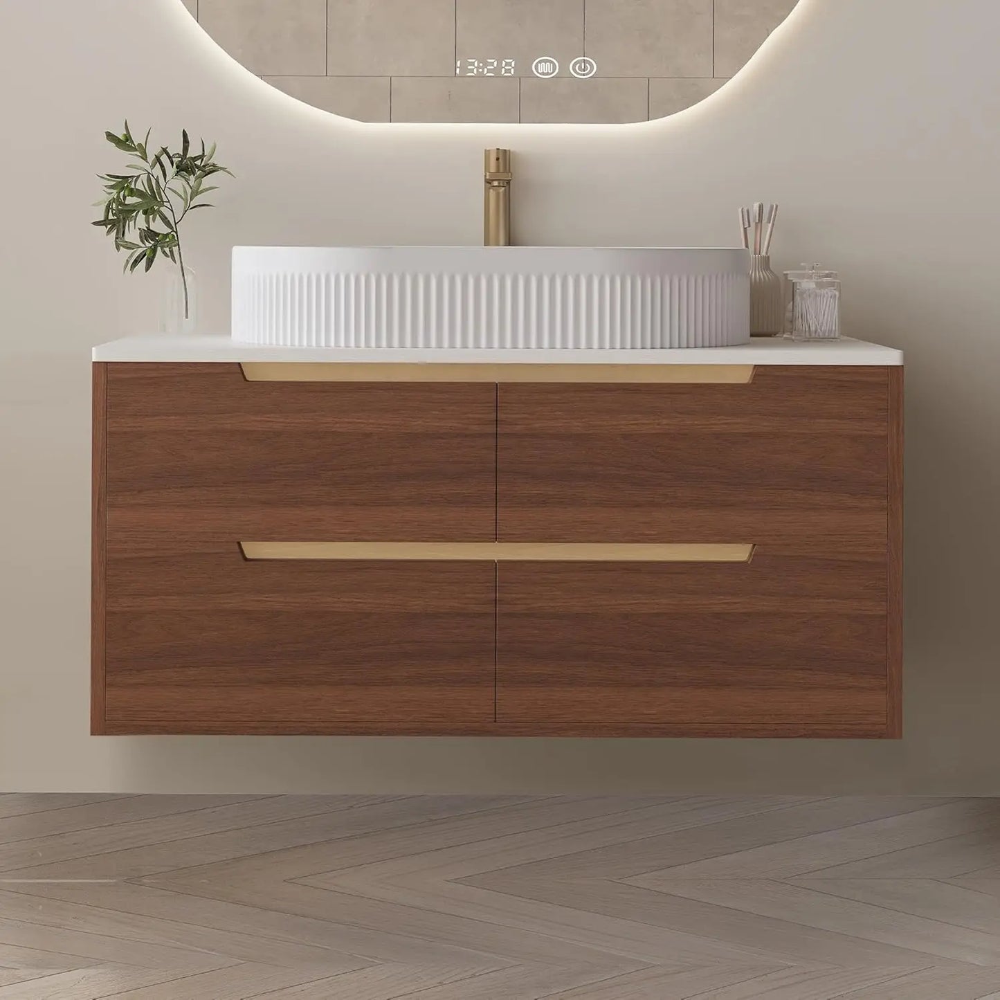 Custom Modern Freestanding Bathroom Vanity With Sink And Oval Vessel