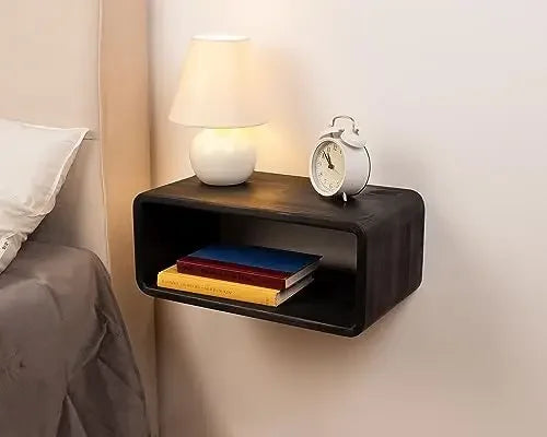 Floating Wooden Nightstand, Wall Mounted Bedside Shelf