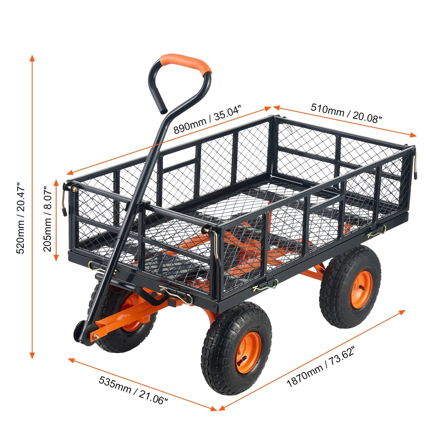 SucceBuy Garden Cart Sturdy Metal Utility Wagon Wheelbarrow