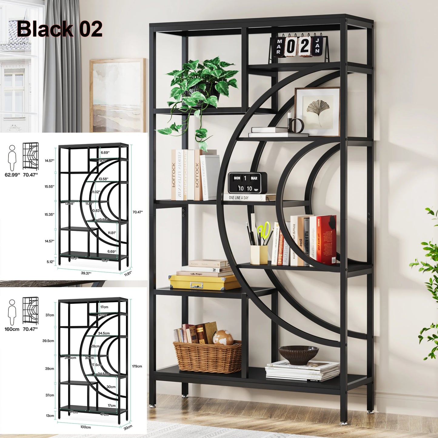 Tribesigns 5 Tier Industrial Etagere Bookcase Storage