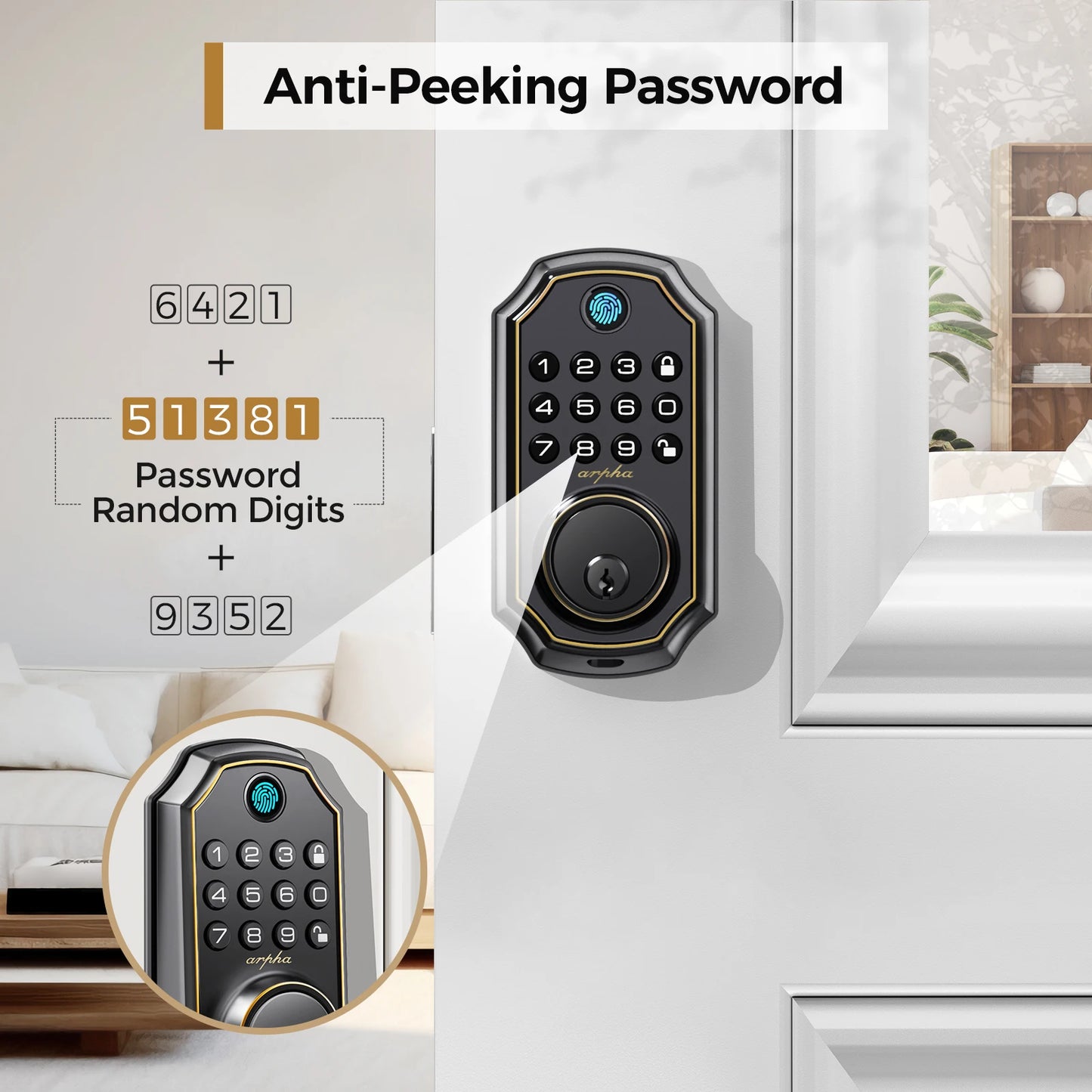 Arpha D280 Keyless Entry Smart Lock With Fingerprint Keypad