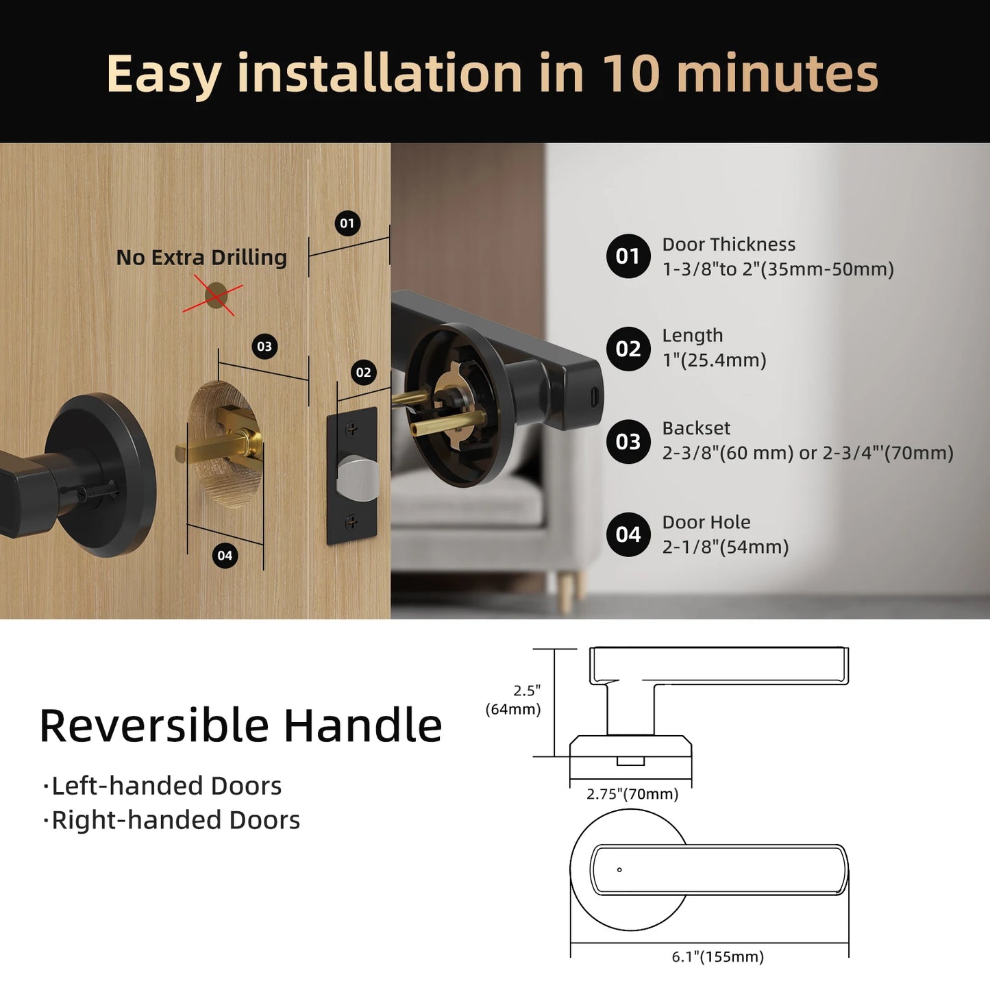 Viladepot Smart Lock Fingerprint Door Lock With App Control