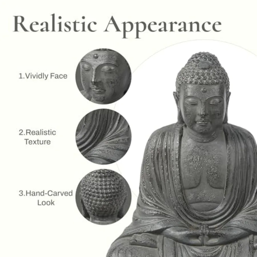 SHXI Buddha Statue Garden Zen Outdoor Indoor Meditating Fiber Sculpture