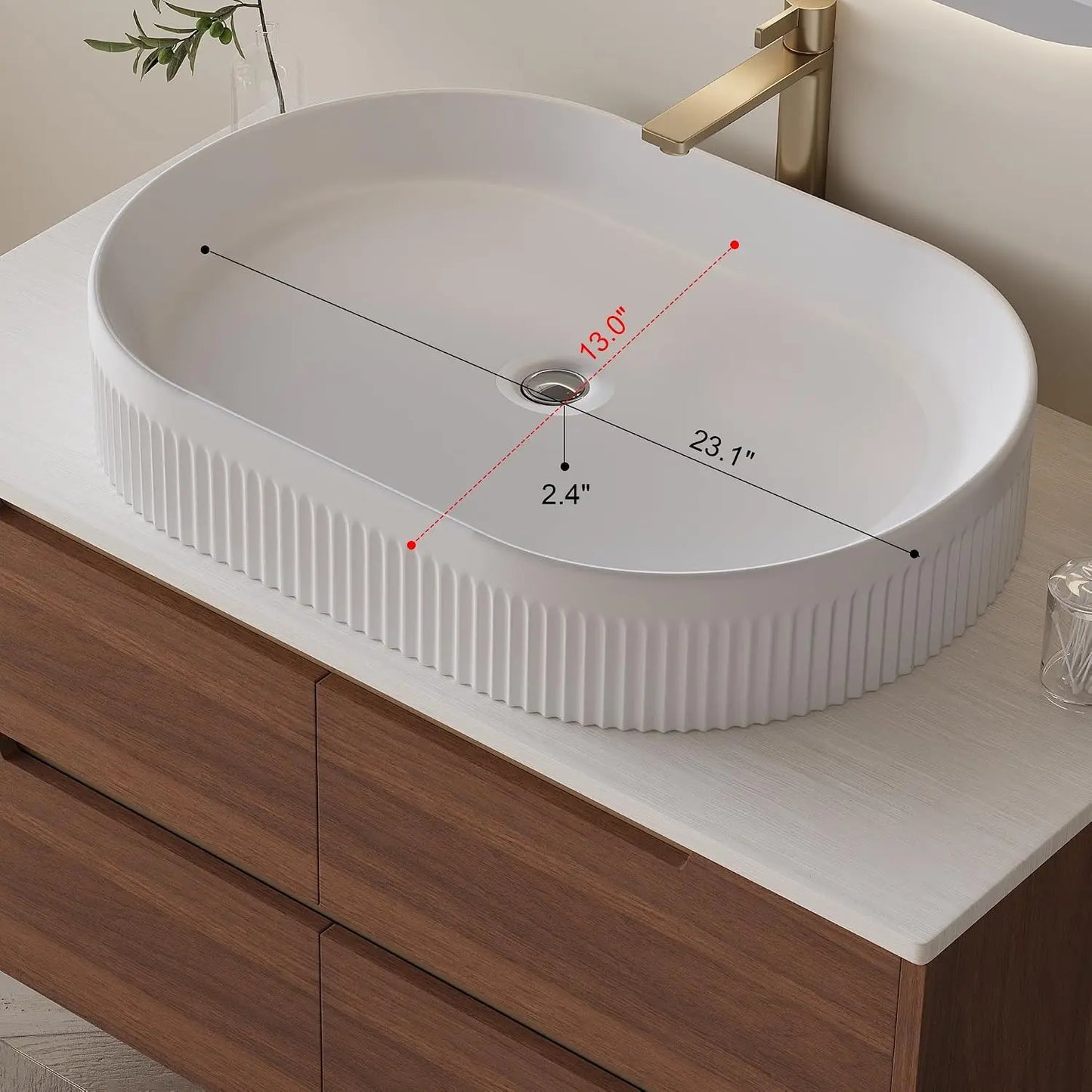 Custom Modern Freestanding Bathroom Vanity With Sink And Oval Vessel