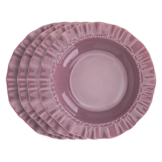 Elitequo Ceramic Plate Set Ripple Edge Design Microwave Safe