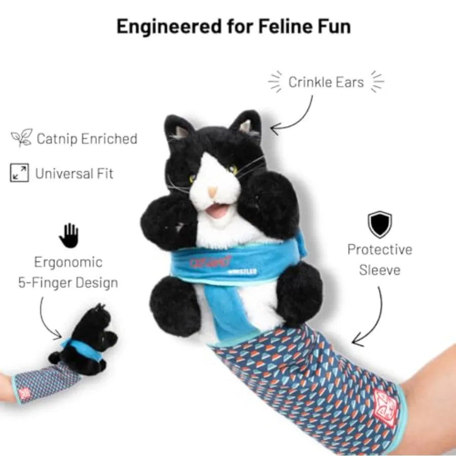 Cat Wrestling Glove Puppet With Protective Sleeve And Catnip For Playtime