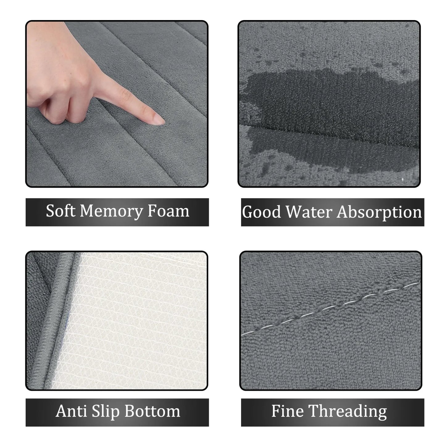 Absorbent Striped Memory Foam Bathroom Rug