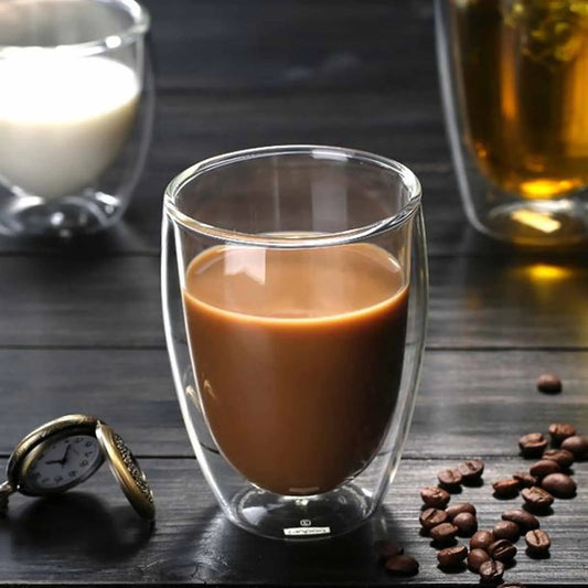 Double Wall Glass Tumbler Insulated Coffee Tea Cup Daily Use