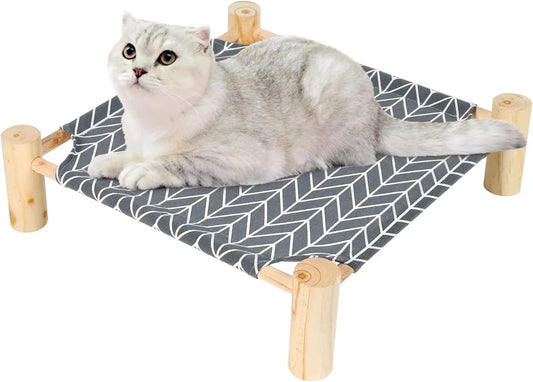 Elevated Pet Bed for Dogs and Cats with Wood Frame