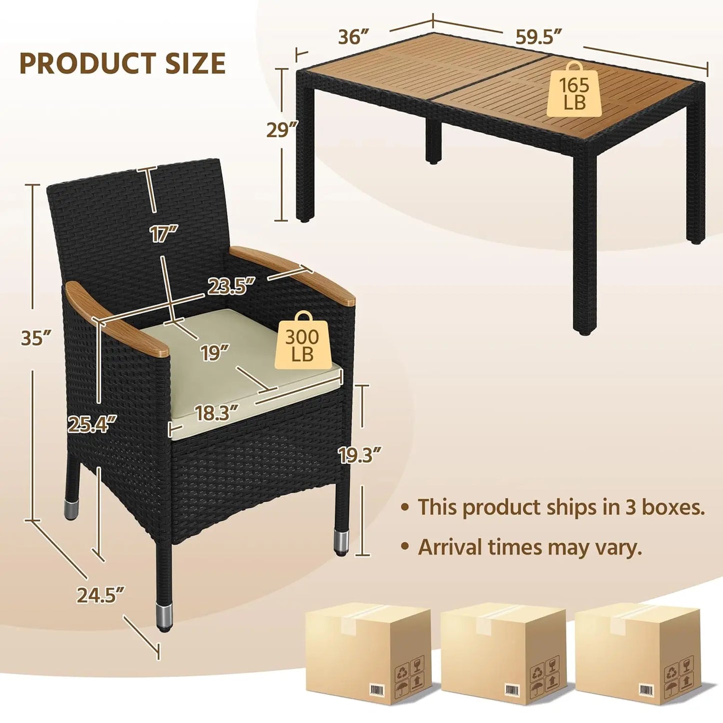Outdoor Acacia Wood Patio Dining Set With Soft Cushions