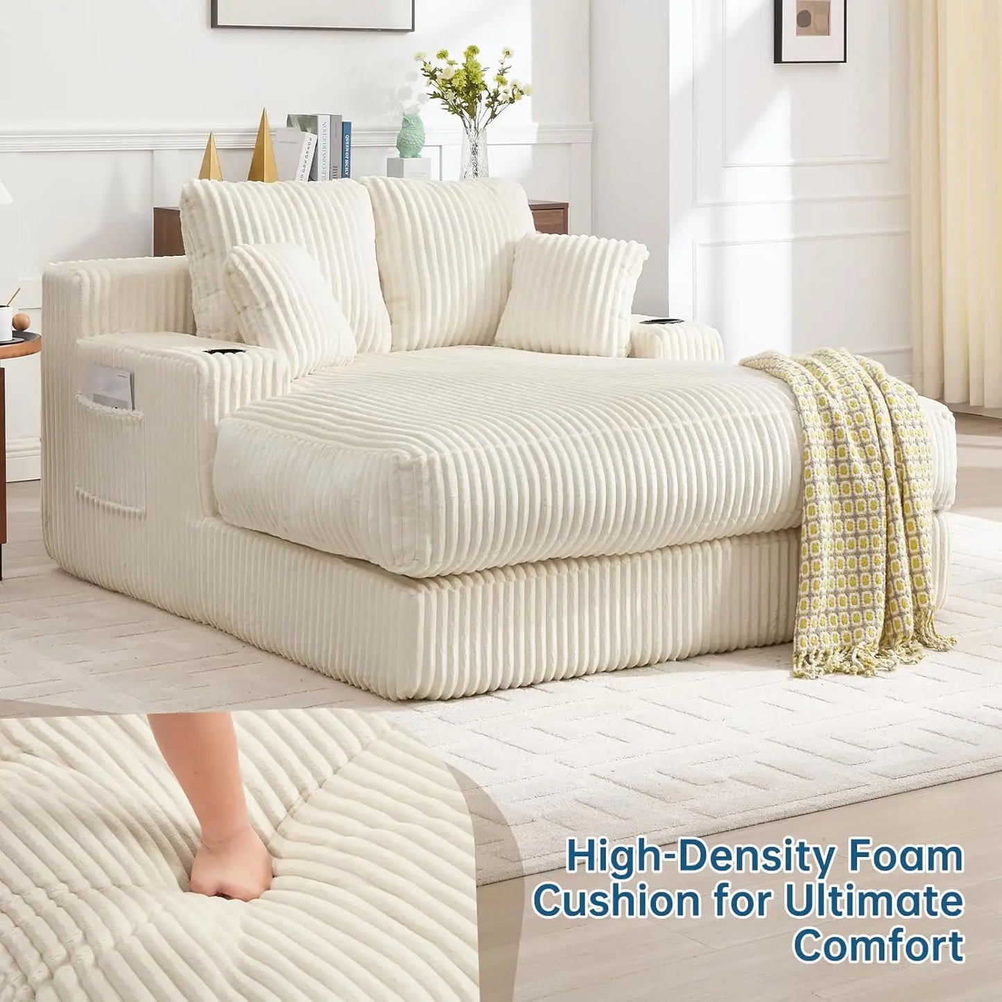 Huanzhuang Boneless Cloud Chair Bed Chaise Lounge With Pillows Armrests