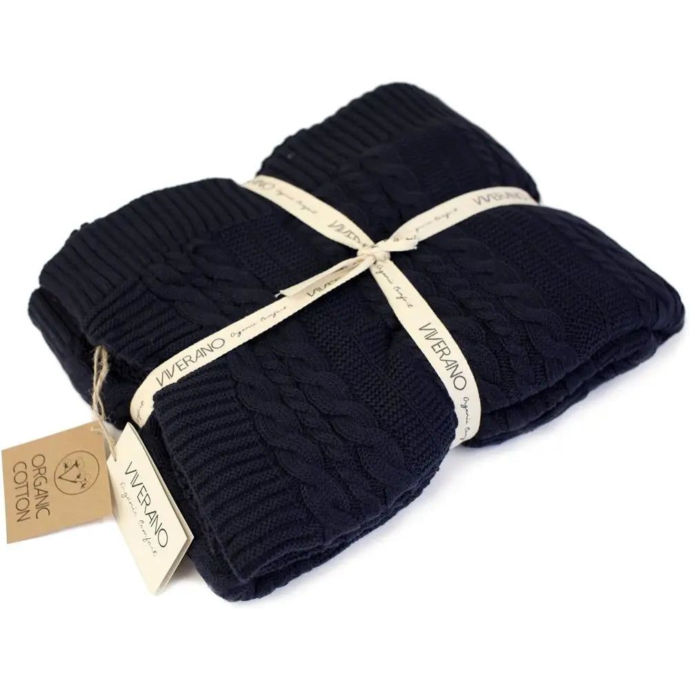 Organic Cotton Cable Knit Throw Blanket Soft and Breathable