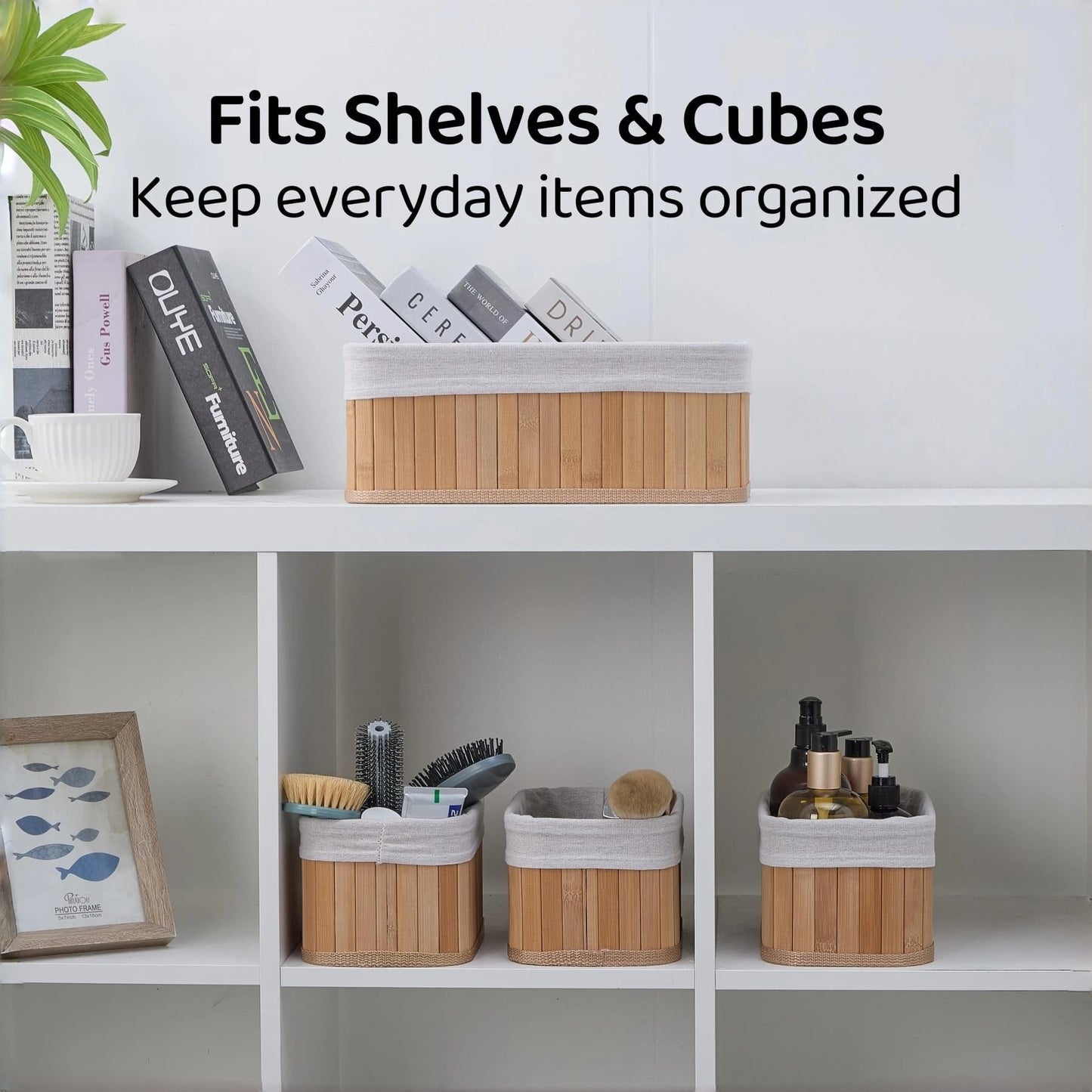 Bamboo Storage Baskets With Removable Washable Liners